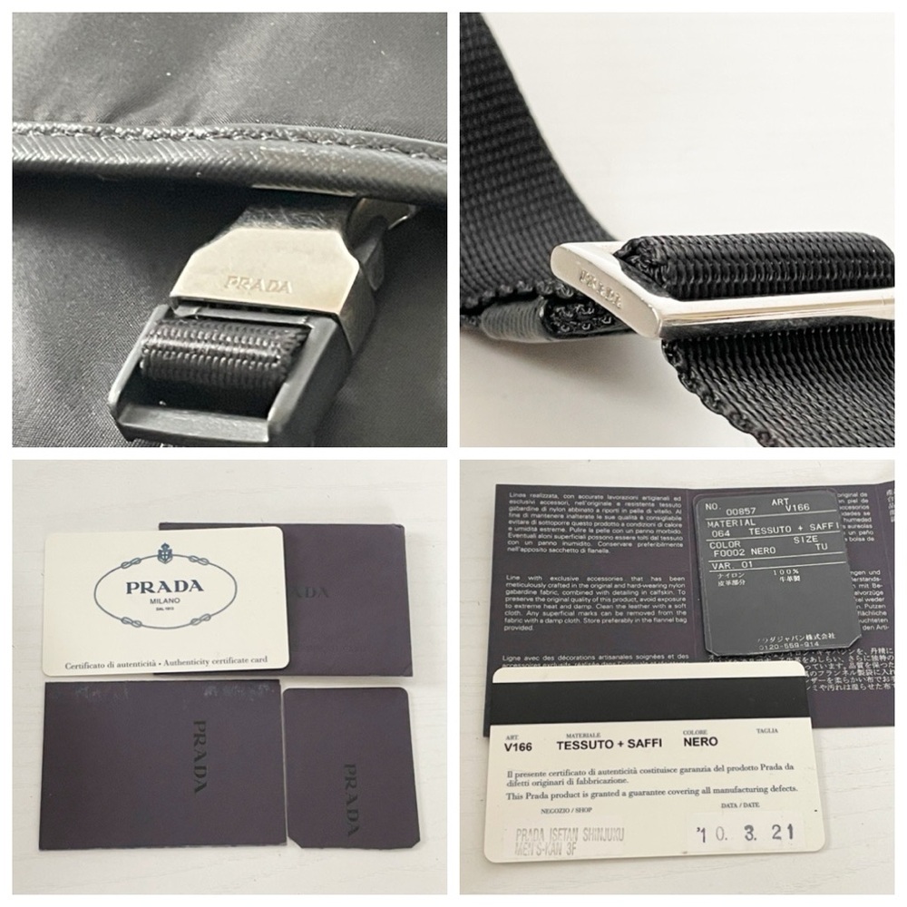 Prada black Tessuto nylon and saffiano leather messenger crossbody bag - Picture 7 of 12